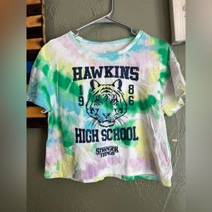 Stranger Things X Justice Tie Dye Boxy Crop Tee